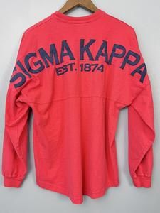 Sigma Kappa Sorority Spirit Jersey Long Sleeve T Shirt Puff Paint Oversized sz S